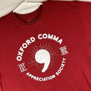 Oxford Comma Appreciation Society Graphic Print T Shirt Men’s Size Large